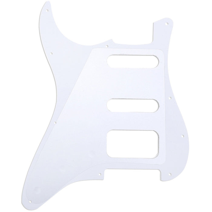 Musiclily Pro 11穴 ラウンドコーナー HSS STタイプピックガード USA/メキシコStratストラトギター用 3点止めオープンタイプのハムバッキングピックアップ 4プライ エイジドホワイトパール