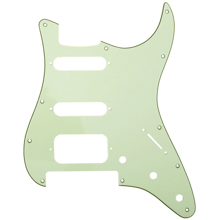 musiclily pro 11 hole round corner hss guitar strat pickguard for american mexican fender strat open pickup with floyd bridge cut mx1386p, mint green