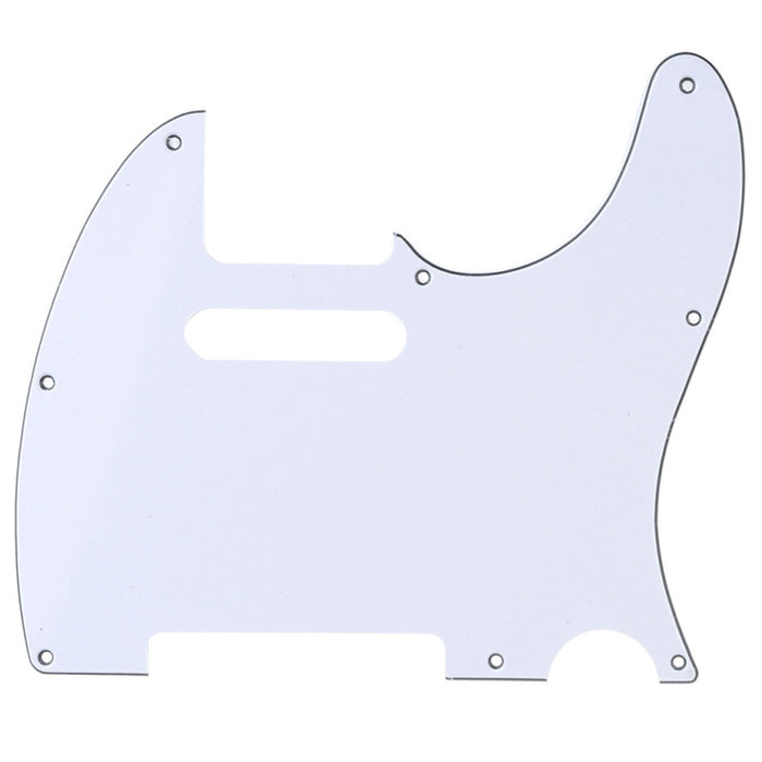 musiclily pro 8 hole guitar tele pickguard for mij made fender japan telecaster 3ply 4ply mx1400p, white