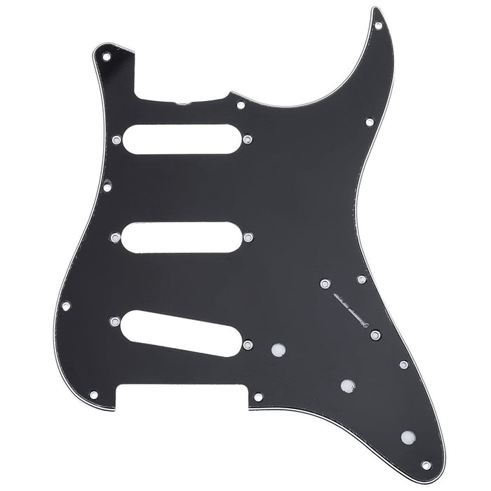 musiclily pro 11 hole 62 strat sss guitar pickguard for mij japan stratocaster 3ply 4ply mx1412p, black