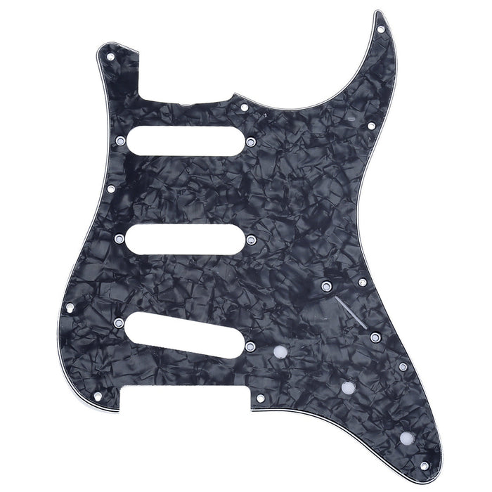 musiclily pro 11 hole 62 strat sss guitar pickguard for mij japan stratocaster 3ply 4ply mx1412p, black pearl