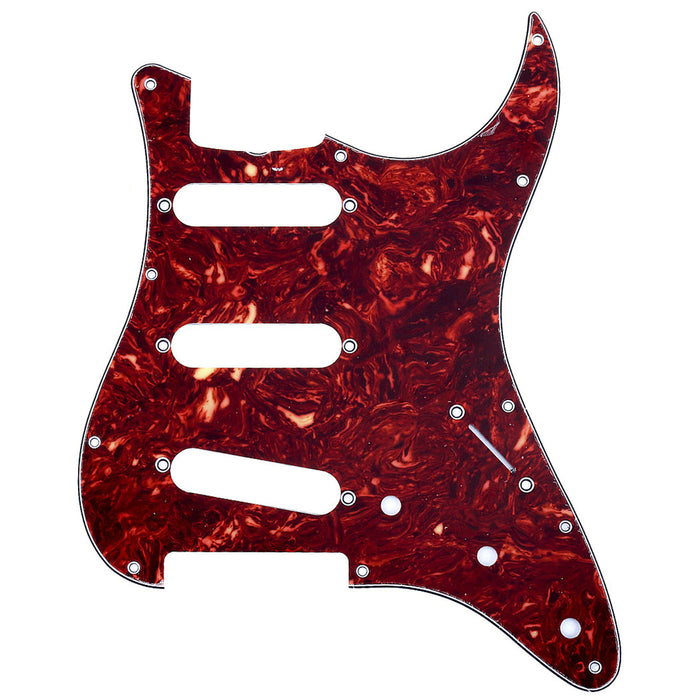 musiclily pro 11 hole 62 strat sss guitar pickguard for mij japan stratocaster 3ply 4ply mx1412p, vintage tortoise