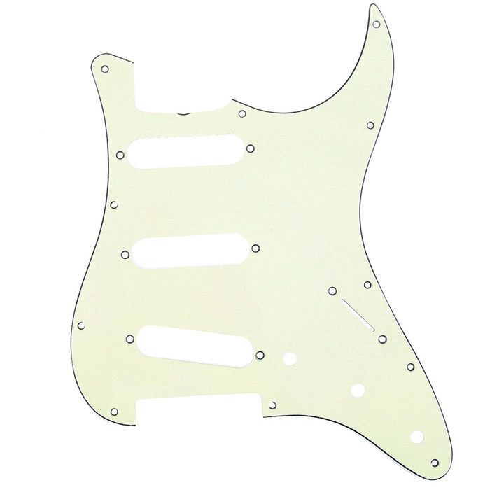 musiclily pro 11 hole 62 strat sss guitar pickguard for mij japan stratocaster 3ply 4ply mx1412p, mint ivory color