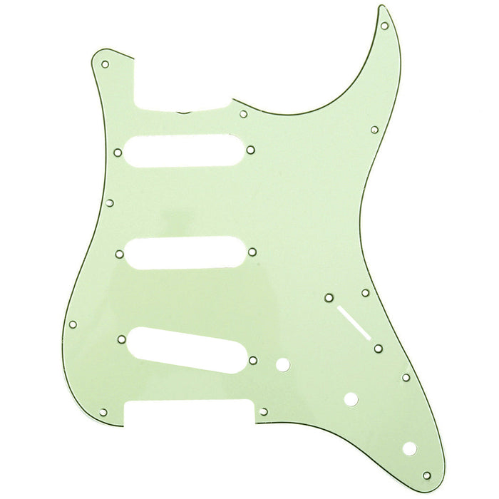 musiclily pro 11 hole 62 strat sss guitar pickguard for mij japan stratocaster 3ply 4ply mx1412p, mint green