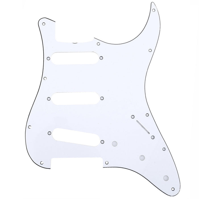 musiclily pro 11 hole 62 strat sss guitar pickguard for mij japan stratocaster 3ply 4ply mx1412p, white