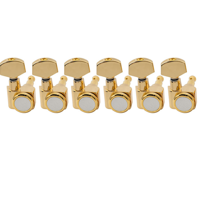 musiclily pro 6 in line 2 pins guitar locking tuners machine heads tuning pegs keys set for fender strat tele style guitar mx1510 6p, gold