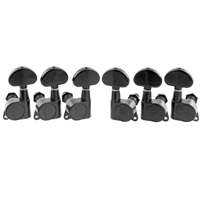 wilkinson 3r3l 19 1 ratio e z lok full sealed machine heads tuners tuning pegs keys with half moon button 45 degree screw for acoustic electric guitar mx1511 3mx1512 3p, black
