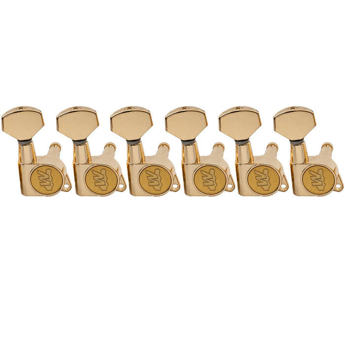 wilkinson 6 in line e z lok guitar tuners machine heads tuning keys set for fender strat tele style electric guitar mx1513 6p, gold
