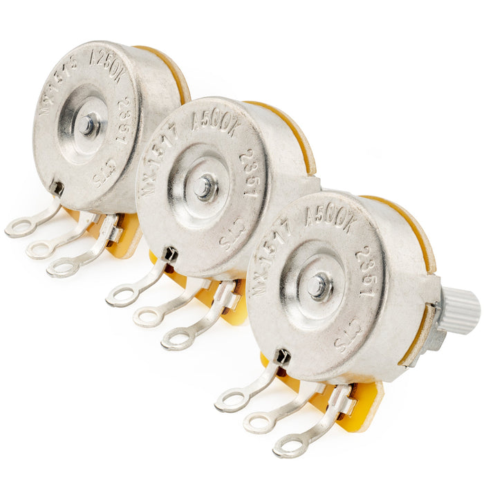 Part of cts 450 a250k a500kx2 st hss guitar pots short split shaft 1 4 inch and standard split shaft 3 8 inch 10 audio taper potentiometers mx1515mx1517 2p