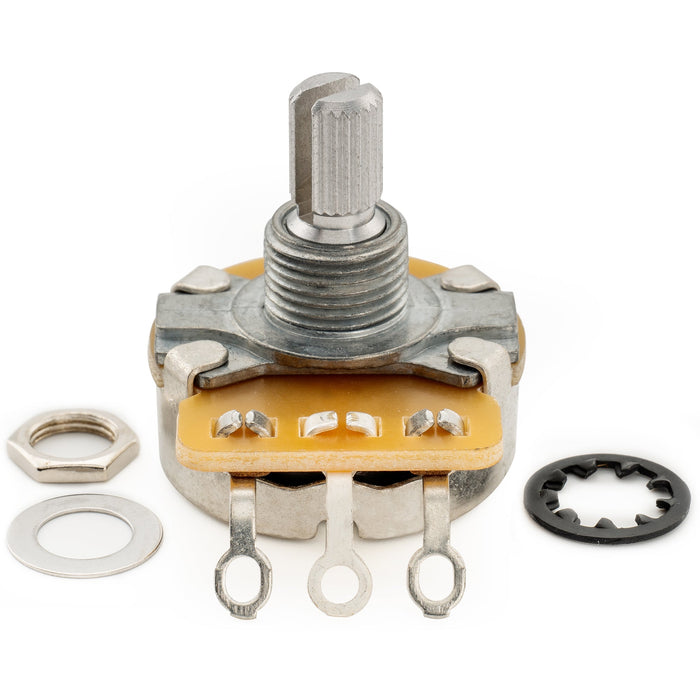 detail of cts 450 a250k a500kx2 st hss guitar pots short split shaft 1 4 inch and standard split shaft 3 8 inch 10 audio taper potentiometers mx1515mx1517 2p