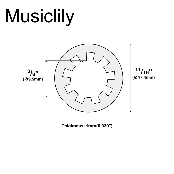 Dimensions of musiclily pro 3 8 inch and m9 mounting star lock washers for usa thread cts pots and switchcraft jack sockets mx1937 10p