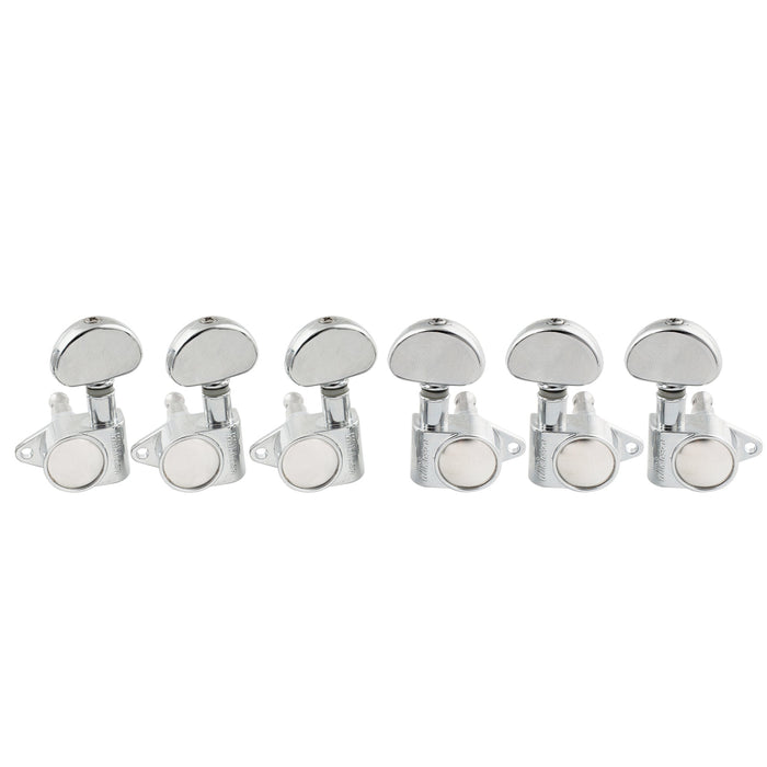 wilkinson 3r3l 19 1 ratio full sealed machine heads tuners tuning pegs keys with half moon button right angle screw for acoustic electric guitar mx1542p, chrome