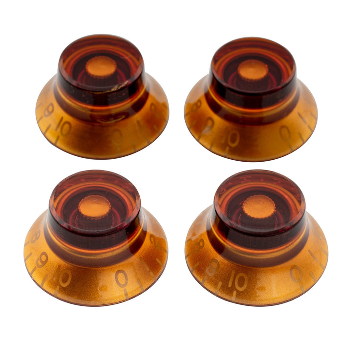 musiclily pro inch size fine 24 spline top hat bell knobs tone volume control knobs for usa lp sg style electric guitar mx1560 4p, amber