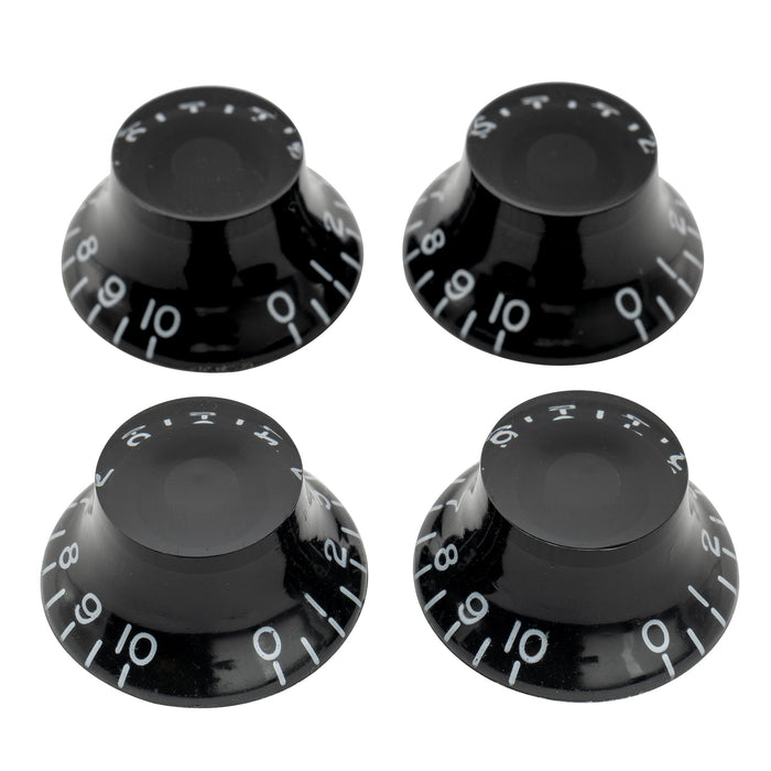 musiclily pro inch size fine 24 spline top hat bell knobs tone volume control knobs for usa lp sg style electric guitar mx1560 4p, black
