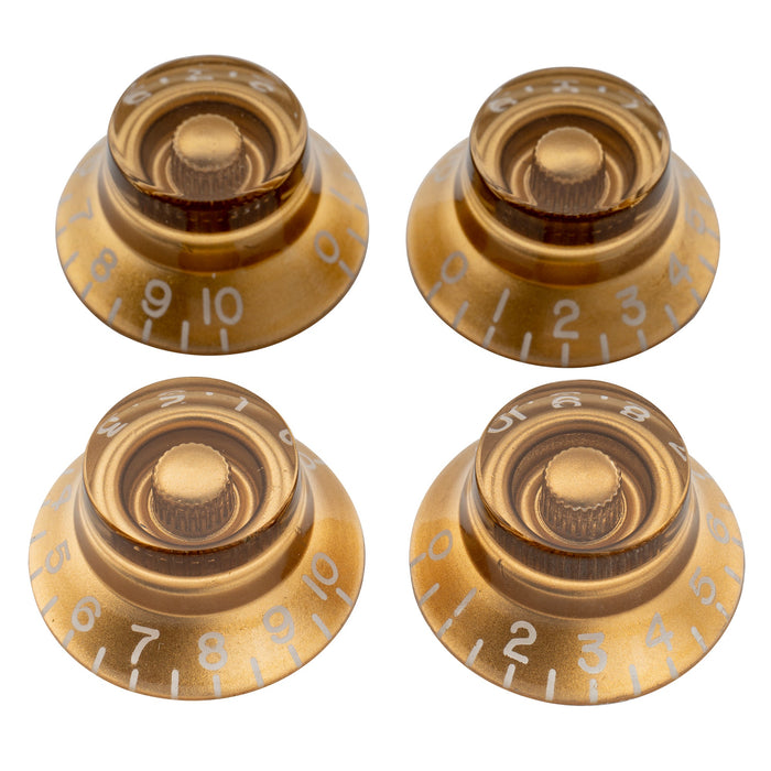 musiclily pro inch size fine 24 spline top hat bell knobs tone volume control knobs for usa lp sg style electric guitar mx1560 4p, gold