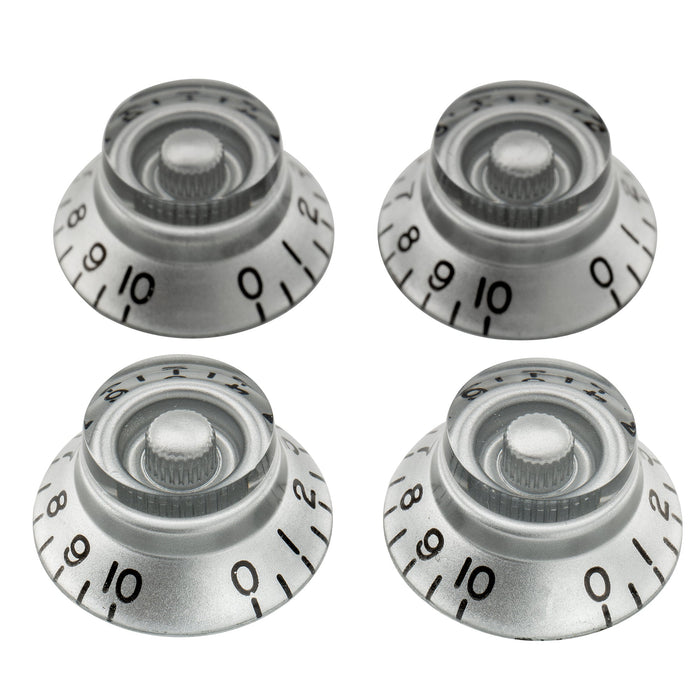 musiclily pro inch size fine 24 spline top hat bell knobs tone volume control knobs for usa lp sg style electric guitar mx1560 4p, silver