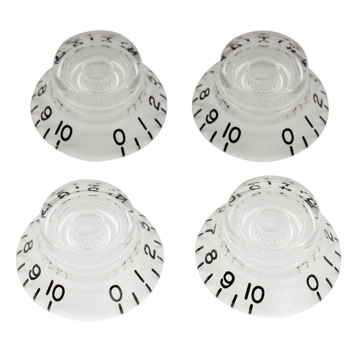 musiclily pro inch size fine 24 spline top hat bell knobs tone volume control knobs for usa lp sg style electric guitar mx1560 4p, transparent