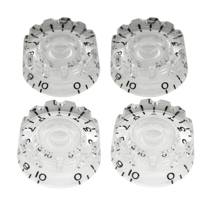 musiclily pro inch size fine 24 spline knurled guitar knobs tone volume speed control knobs for usa lp sg style electric guitar mx1562 4p, transparent