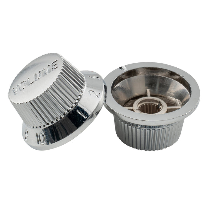 Musiclily Pro Tamanho de Polegada Fina 24 Escolios Botões de Controle de Tom e Volume para Guitarra Elétrica de Estilo Strat Feita nos EUA, Conjunto de 2T1V