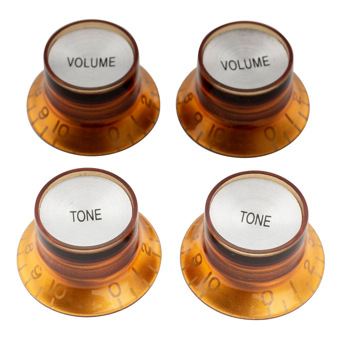 musiclily pro inch size fine 24 spline top hat bell knobs tone volume control knobs for usa lp sg style electric guitar 2 pcst2v mx1565 2mx1567 2p, amber