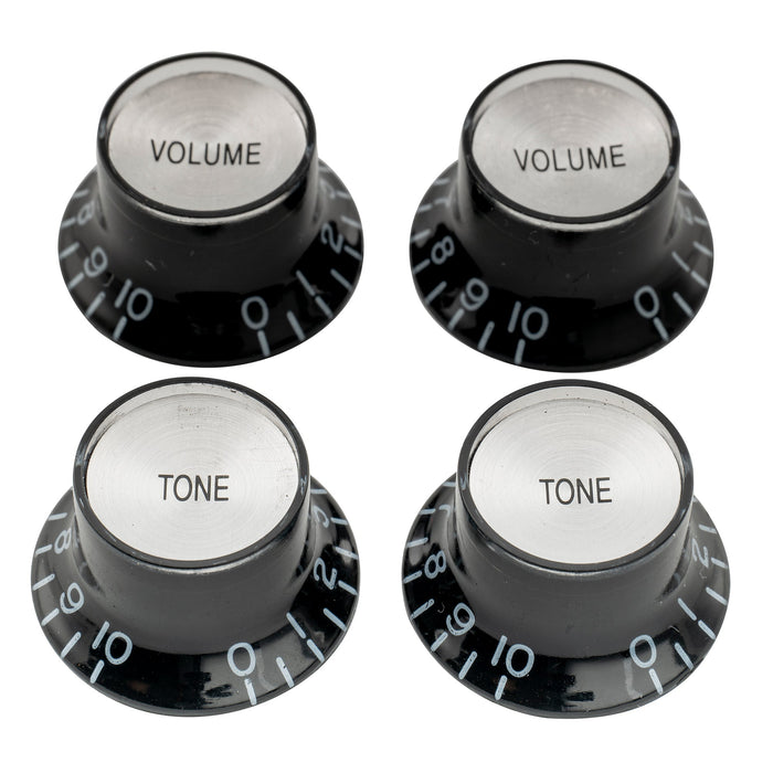 musiclily pro inch size fine 24 spline top hat bell knobs tone volume control knobs for usa lp sg style electric guitar 2 pcst2v mx1565 2mx1567 2p, black