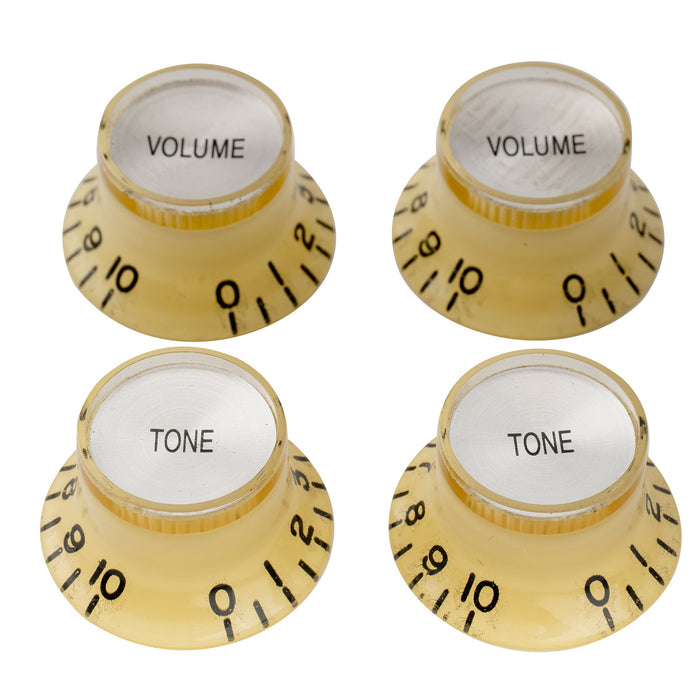 musiclily pro inch size fine 24 spline top hat bell knobs tone volume control knobs for usa lp sg style electric guitar 2 pcst2v mx1565 2mx1567 2p, mint ivory color