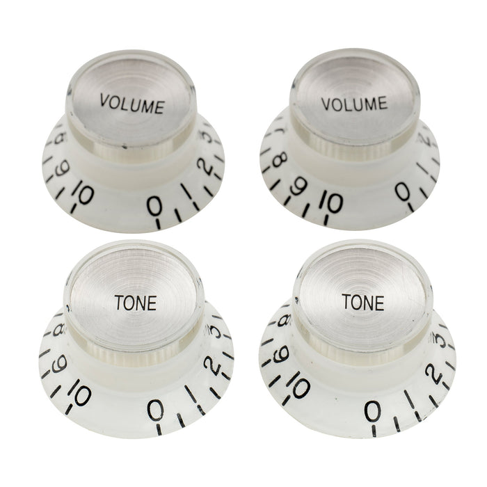 musiclily pro inch size fine 24 spline top hat bell knobs tone volume control knobs for usa lp sg style electric guitar 2 pcst2v mx1565 2mx1567 2p, white