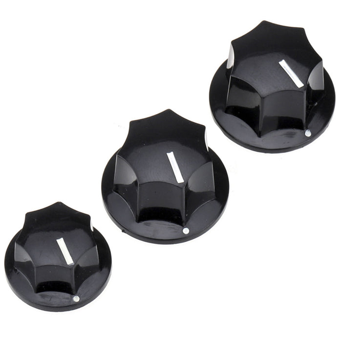 musiclily pro inch size fine 24 spline knobs 2 large 1 small jazz bass knobs set for usa made jb style bass mx1570bk 2mx1569bk
