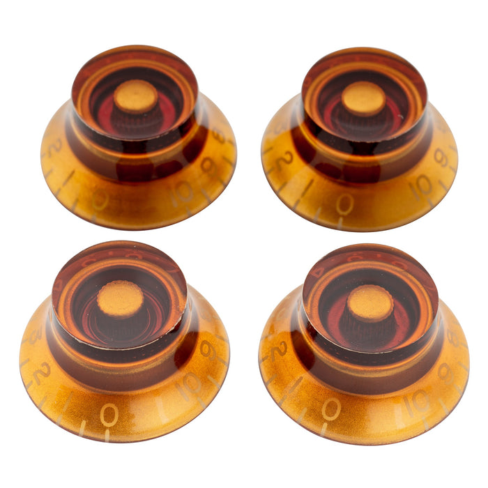 musiclily pro left handed inch size fine 24 spline top hat bell knobs tone volume control knobs for usa lp sg style electric guitar mx1571 4p, amber