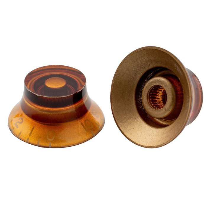 Perillas Musiclily Pro para zurdos, tamaño en pulgadas, finas, de 24 estrías, con forma de campana y control de volumen para guitarra eléctrica estilo USA LP SG (juego de 4)