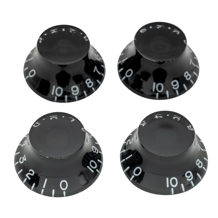 musiclily pro left handed inch size fine 24 spline top hat bell knobs tone volume control knobs for usa lp sg style electric guitar mx1571 4p, black