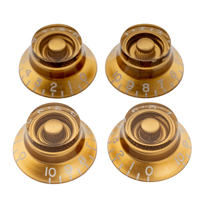 musiclily pro left handed inch size fine 24 spline top hat bell knobs tone volume control knobs for usa lp sg style electric guitar mx1571 4p, gold