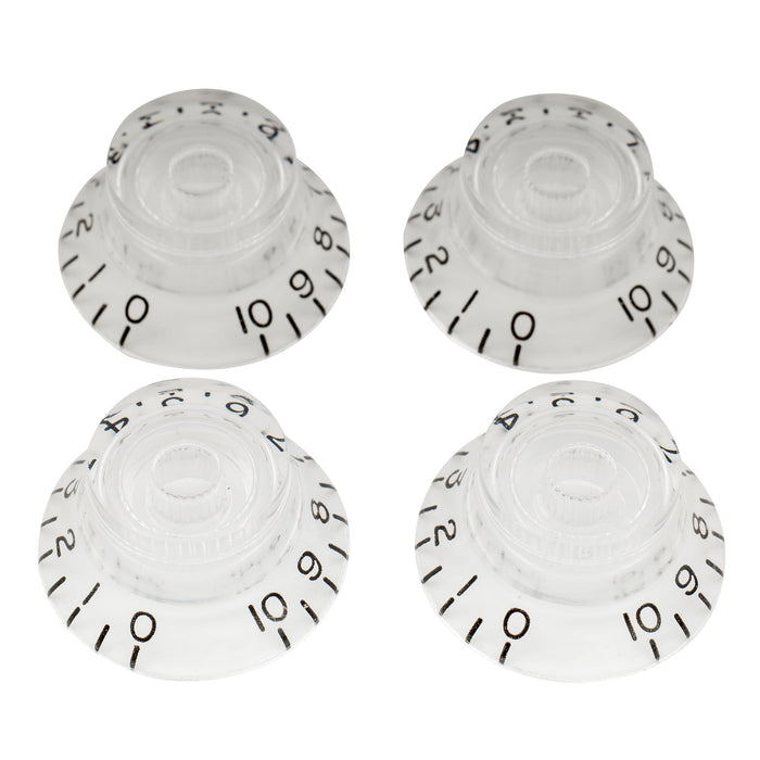 musiclily pro left handed inch size fine 24 spline top hat bell knobs tone volume control knobs for usa lp sg style electric guitar mx1571 4p, transparent