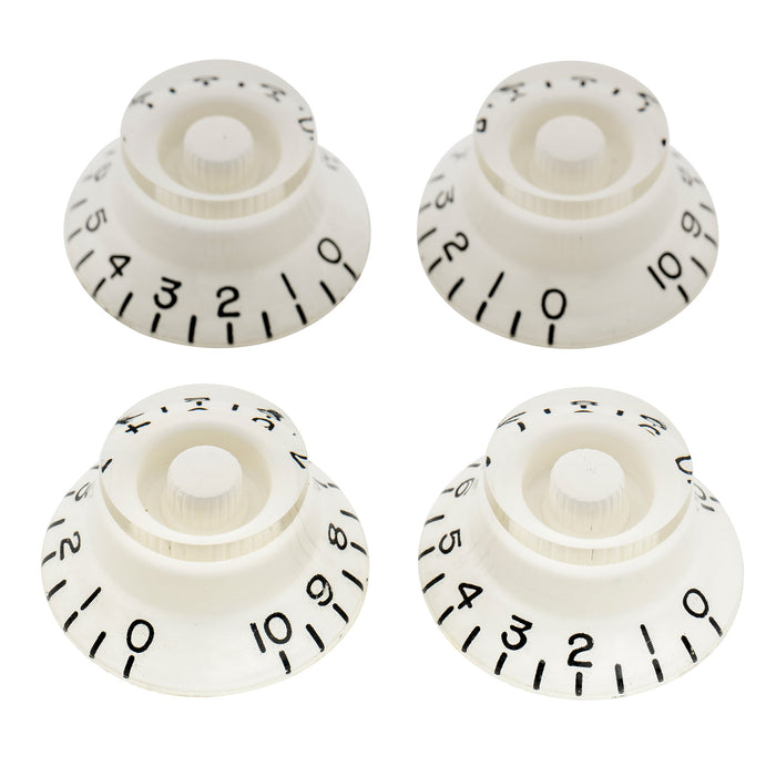 musiclily pro left handed inch size fine 24 spline top hat bell knobs tone volume control knobs for usa lp sg style electric guitar mx1571 4p, white