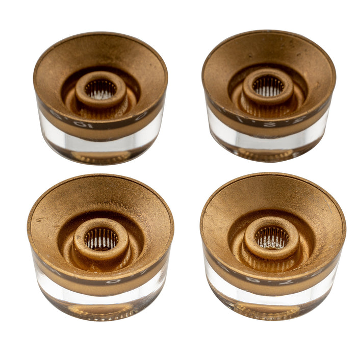 Musiclily Pro Linkshändige Zoll-Größe Fein 24-Zahnkranz Gitarrenknöpfe Ton, Lautstärke, Geschwindigkeitsreglerknöpfe für amerikanische LP- und SG-Style Elektrogitarren, Set von 4