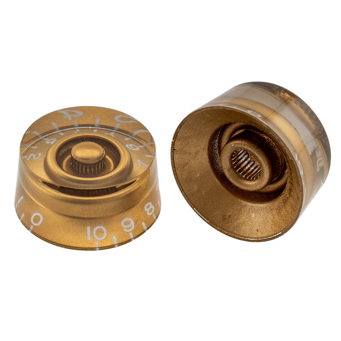 Musiclily Pro Linkshändige Zoll-Größe Fein 24-Zahnkranz Gitarrenknöpfe Ton, Lautstärke, Geschwindigkeitsreglerknöpfe für amerikanische LP- und SG-Style Elektrogitarren, Set von 4