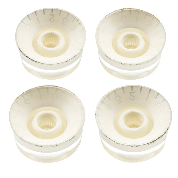 Musiclily Pro Linkshändige Zoll-Größe Fein 24-Zahnkranz Gitarrenknöpfe Ton, Lautstärke, Geschwindigkeitsreglerknöpfe für amerikanische LP- und SG-Style Elektrogitarren, Set von 4