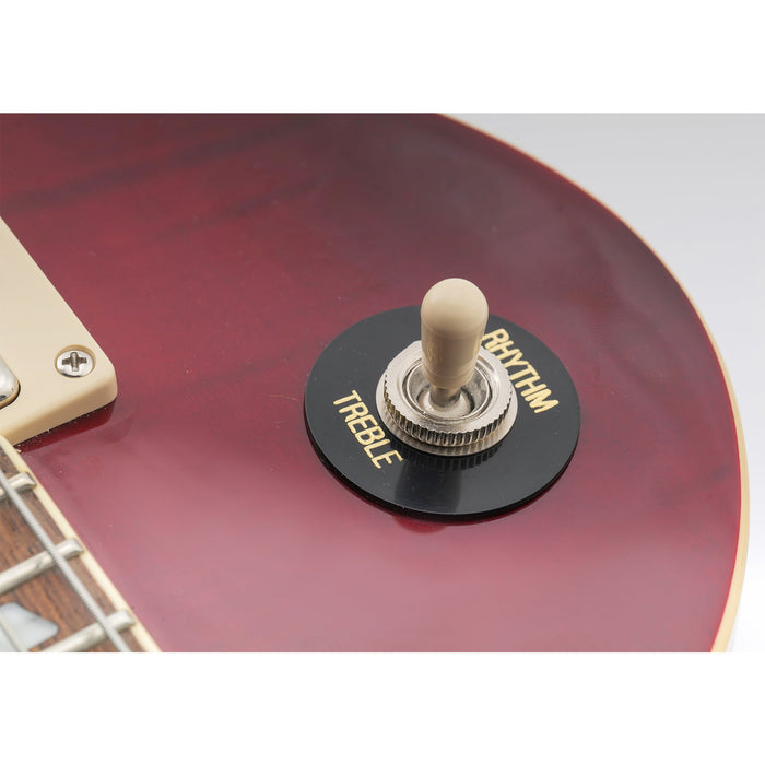 Application of musiclily pro self adhesive guitar toggle switch plate lp washer rhythm treble ring with words mx1584 2p