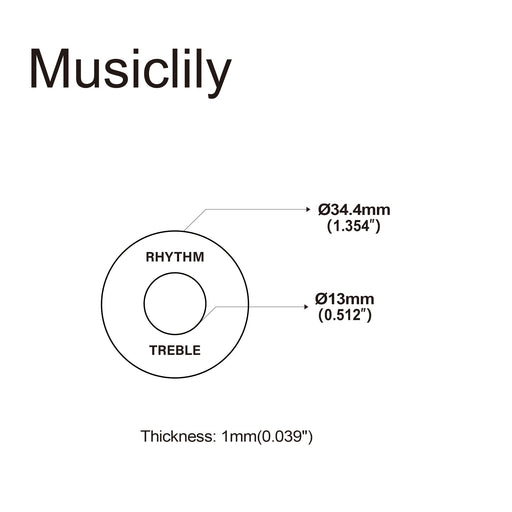 Dimensions of musiclily pro self adhesive guitar toggle switch plate lp washer rhythm treble ring with words mx1584 2p