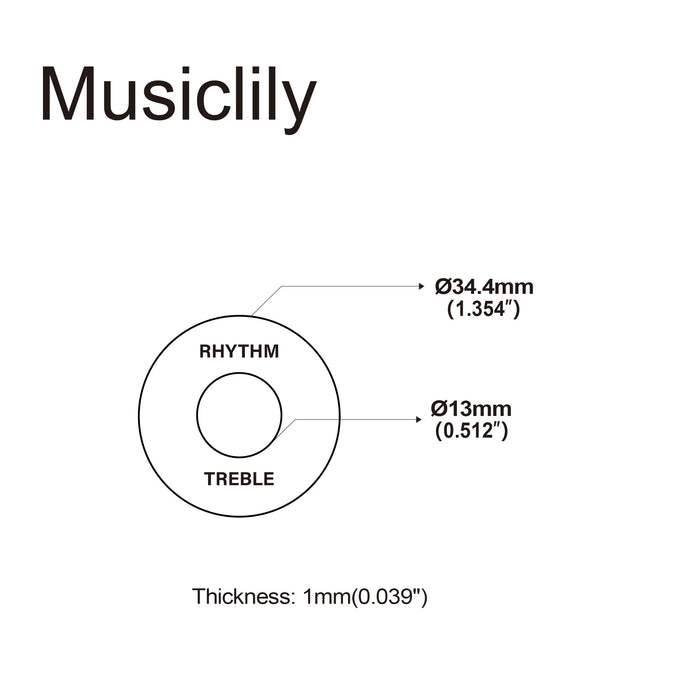 Dimensions of musiclily pro self adhesive guitar toggle switch plate lp washer rhythm treble ring with words mx1584 2p
