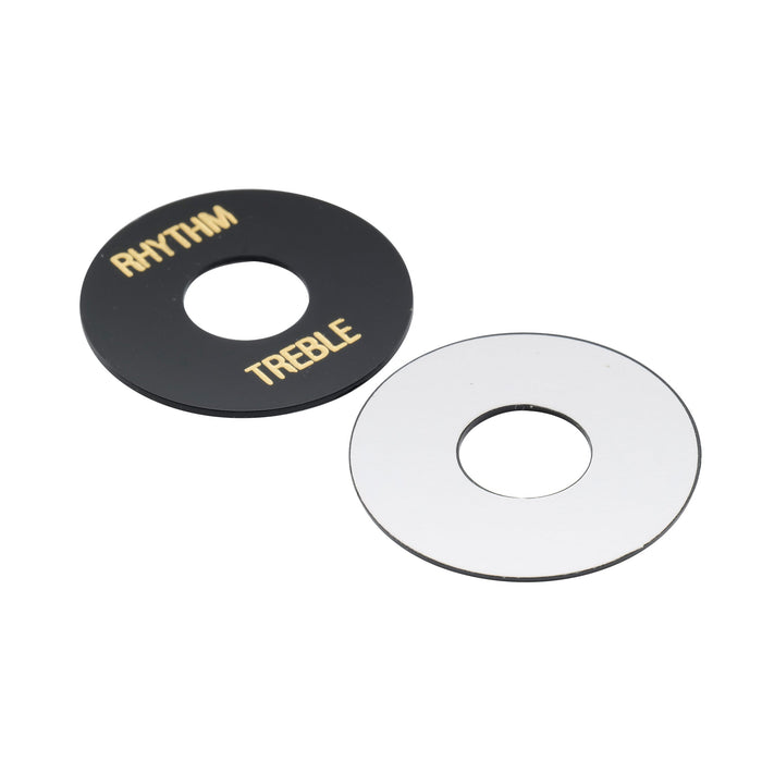 detail of musiclily pro self adhesive guitar toggle switch plate lp washer rhythm treble ring with words mx1584 2p