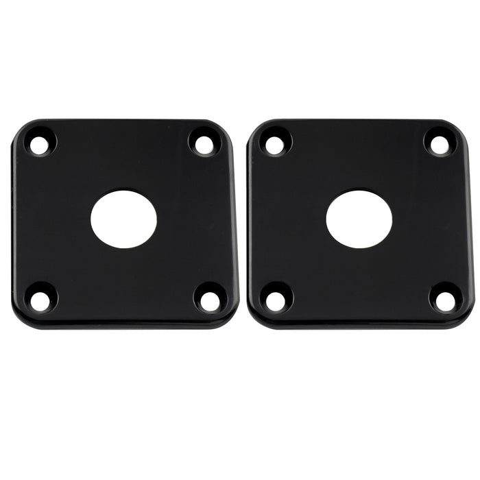 musiclily pro plastic curved jack plate square jackplates compatible with usa lp epiphone lp style guitar mx1586 2p, black