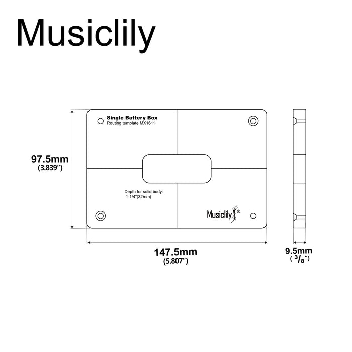 Dimensions of musiclily pro cnc accurate acrylic single battery box routing templates mx1611