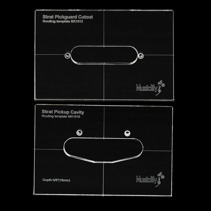 Part of musiclily pro cnc accurate acrylic single coil pickup routing templates set for standard strat guitar body and pickguard mx1613mx1616