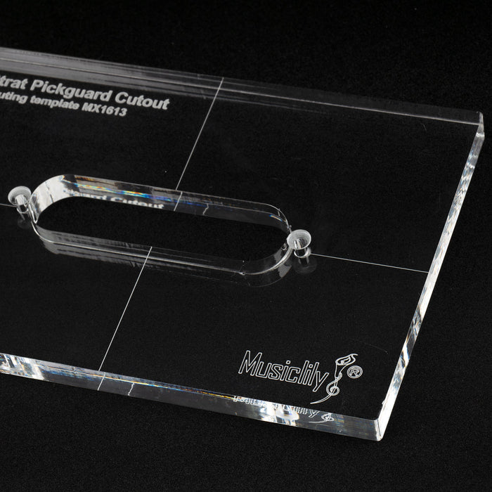 detail of musiclily pro cnc accurate acrylic single coil pickup routing template for standard strat guitar pickguard mx1613