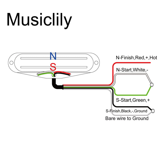 Musiclily Basic High Output Rail Blade Ceramic Humbucker Pickup MX1650 Wiring Diagram