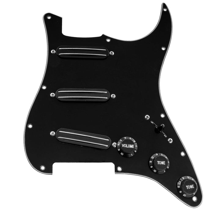 musiclily basic pre wired loaded st sss pickguard with ceramic mini rail humbucker for strat style electric guitar mx1651p