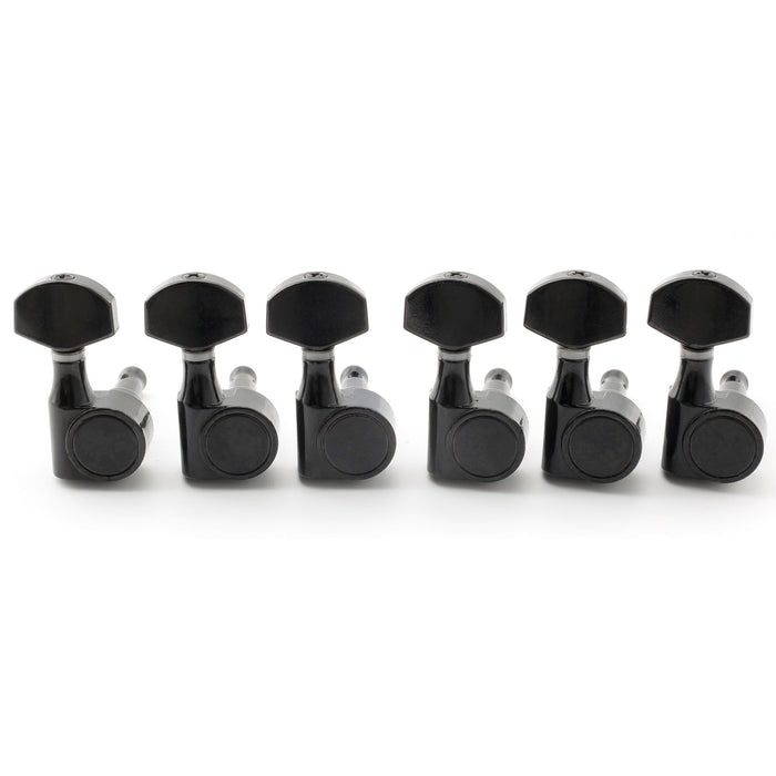 musiclily pro 6 in line 15 1 ratio 1 pin full sealed machine heads tuners tuning pegs keys with hex button for sq strat tele style electric guitar mx1664 6p, black