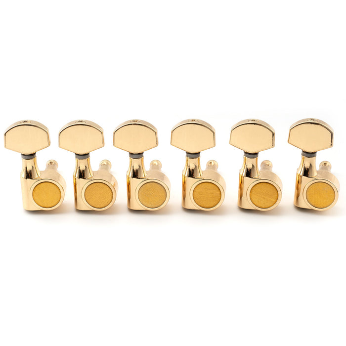 musiclily pro 6 in line 15 1 ratio 1 pin full sealed machine heads tuners tuning pegs keys with hex button for sq strat tele style electric guitar mx1664 6p, gold