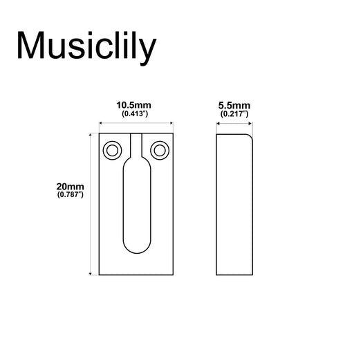 Dimensions of musiclily pro 10 5mm stainless steel modern guitar tremolo bridge saddles for strat tele style electric guitar mx1702 6
